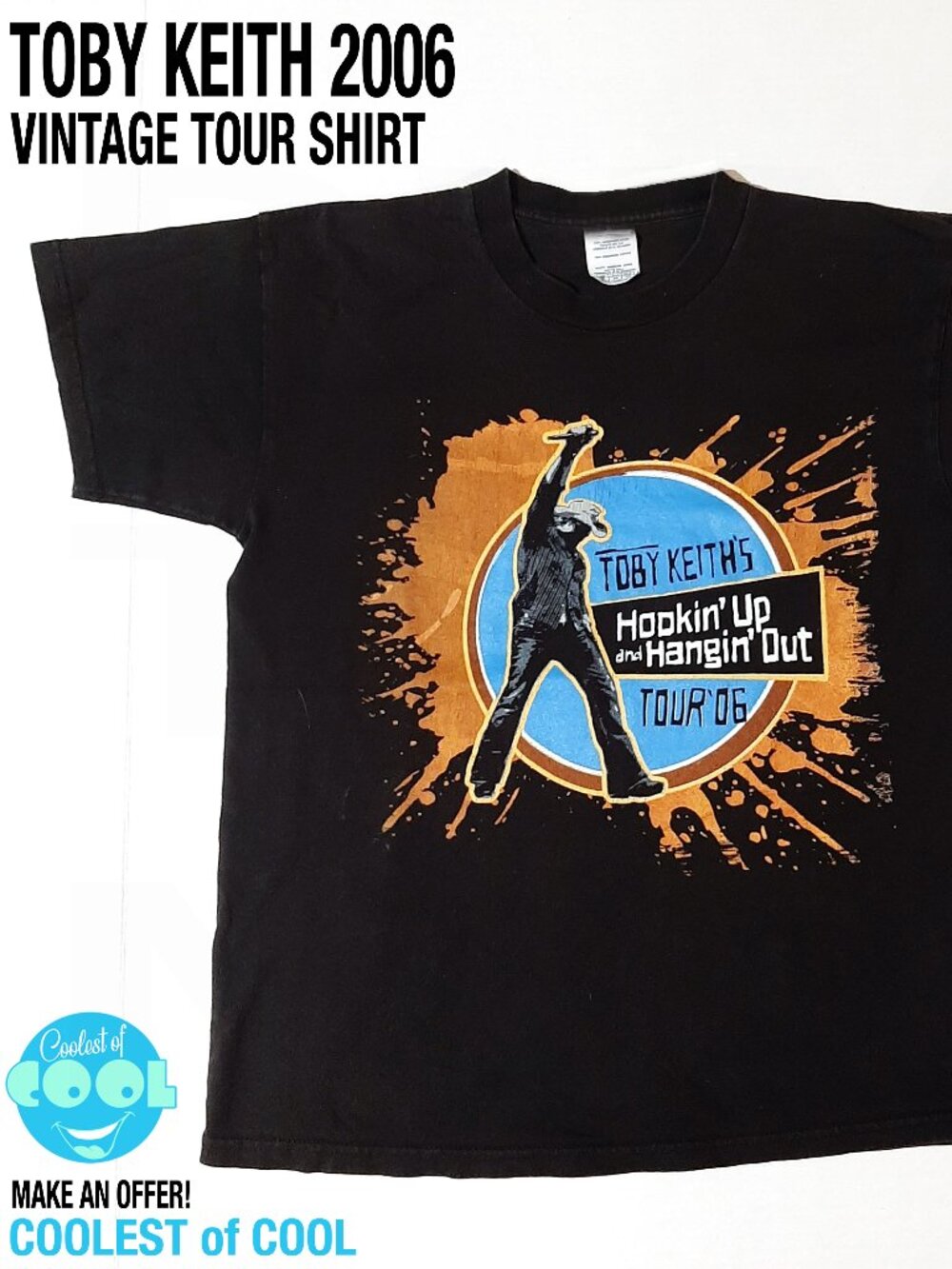 Vintage Toby Keith Hookin Up And Hangin Out Tour 2006 Youth XL Shirt Concert tee